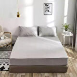 Gri Renkli Pamuklu Ranforce Kumaştan Tek/Çift Kişilik Fitted Lastikli Çarşaf Takımı (100 x 200)