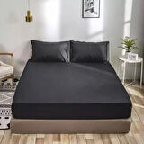 Siyah Renkli Pamuklu Ranforce Kumaştan Tek/Çift Kişilik Fitted Lastikli Çarşaf Takımı (180 x 200)