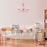 AVONNI AV-1416-BALLERINA Pembe Boyalı Modern Avize E14 Metal Kumaş 52cm
