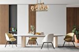 AVONNI AV-1597-8ES-YM Eskitme Kaplama Modern Avize E27 Metal Cam Kumaş 92x55cm