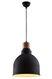 AVONNI AV-4100-A2-BSY-30 Siyah Boyalı Modern Avize E27 Metal Ahşap 30cm