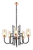 AVONNI AV-4163-5BSY Siyah Boyalı Modern Avize E27 Metal Cam 62cm