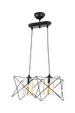 AVONNI AV-65076-2Y-BSY Siyah Boyalı Modern Avize E27 Metal Cam 40x20cm