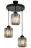 AVONNI AV-65230-3T-BSY Siyah Boyalı Modern Avize E27 Metal Kristal 40cm