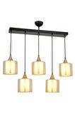 AVONNI AV-65233-5Y-BSY-B Siyah Boyalı Modern Avize E27 Metal Cam 75x14cm