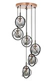 AVONNI AV-60291-6T-BSY Siyah Boyalı Modern Avize E14 Metal Cam 40cm