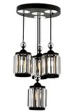 AVONNI AV-60314-4T-BSY Siyah Boyalı Modern Avize E27 Metal Kristal 35cm