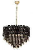 AVONNI AV-60354-80BSY Siyah Boyalı Klasik Avize E27 Metal Cam 80cm