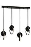 AVONNI AV-60370-4Y-BSY Siyah Boyalı Modern Avize LED Metal Ahşap Pleksi 80x12cm