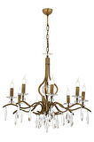 AVONNI AV-60394-8E Eskitme Kaplama Klasik Avize E14 Metal Kristal 80cm