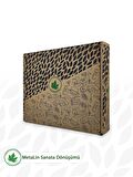 Ahşap Kulplu Yuvarlak Metal Servis Tepsisi 37cm, Kahve Tepsisi, Sunum Tepsisi (Kaktüs Baskılı)