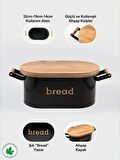 Ahşap Kapaklı Ahşap Kulplu Metal Ekmeklik (bread baskılı)