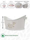 Kayık Metal Banyo Organizeri, Havlu Düzenleyici, Makyaj Malzemesi Düzenleyici (Home Sweet Home Baskılı) LN1299