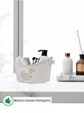 Kayık Metal Banyo Organizeri, Havlu Düzenleyici, Makyaj Malzemesi Düzenleyici (Home Sweet Home Baskılı) LN1299