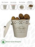 İkili Set Metal Patates Soğanlık, Patates Soğan Kovası, Saklama Kabı, Patates Soğan Sepeti (Traditions Baskılı) LN1021
