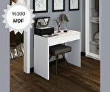 MDF Arya Novella Mode Çekmeceli Makyaj Masası Dresuar Çalışma Masası Beyaz Make Up Desk