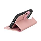 Apple iPhone 15 Pro Uyumlu Deri Cüzdanlı Kılıf MWWN NU2 Pembe