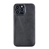 Apple iPhone 13 Pro Max Uyumlu Deri Arka Kapak ROCK RST1 Siyah
