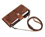 Lozan Strap 6.5 inch Uyumlu Deri Kartlıklı Kılıf G2 Kahve