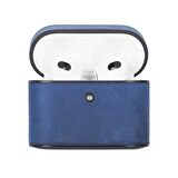 Casquet Apple AirPods 3.nesil Uyumlu Deri Kılıf G21 Mavi
