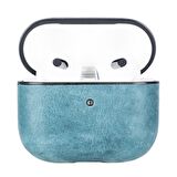 Apple AirPods 3.nesil Uyumlu Deri Kılıf Juni AA32 Mavi
