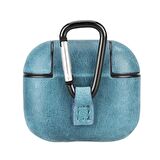 Apple AirPods 3.nesil Uyumlu Deri Kılıf Juni AA32 Mavi