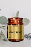 Sweet Home Gold Etiket Amber Kavanoz Mum Dekor Aromaterapi Rahatlatıcı Vanilya Kokusu 210 GR
