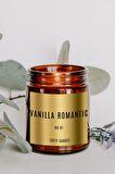 Vanilla Romantic Gold Etiket Amber Kavanoz Mum Dekor Aromaterapi Rahatlatıcı Vanilya Kokusu 210 GR
