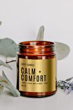 Calm+Comfort Gold Etiket Amber Kavanoz Mum Dekor Aromaterapi Rahatlatıcı Vanilya Kokusu 210 GR