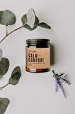 Calm+Comfort Kraft Etiket Amber Kavanoz Mum Dekor Aromaterapi Rahatlatıcı Vanilya Kokusu 210 GR