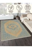 Mavi Bej Klasik Halı – Soft Renkli Vintage Tasarım | Kaymaz, Yıkanabilir, Evcil ve Bebek Dostu