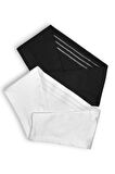 2 Adet Kaymayan Silikonlu Bandana Bone Siyah Beyaz - Kadın Tesettür Kaymaz - Sportif Saç Bandı