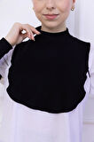 Balıkçı Yaka Boyunluk Siyah - Dik Yakalı Kadın Tesettür Penye Yarım Body Viskon Hijab
