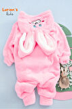 Welsoft Kız Pembe Tavşan Yumuşak Peluş Fermuarlı Bebek Tulumu - 5 Yaş