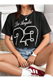 Unisex Los Angelos 23 Baskıları Baskılı Oversize T-shirt