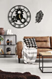 Dekoratif Duvar Saati 50x50cm + Yapraklı Tablo