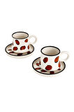 6’lı Takım Leopar Desenli El Yapımı kazan Seramik Kahve Fincanı, Kahve Fincanı