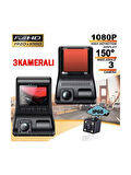 1080P Full Hd 3 Kameralı Hafıza Kartına Kayıtlı Hareket Algılamalı Araç Kamerası
