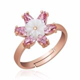 Gümüş Pembe Lotus Çiçeği Yüzük