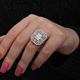 Gümüş Baget Taşlı Kadın Yüzük