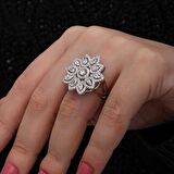 Lucky Life 925 Ayar Gumuss Zirkon Taşlı Çiçek Kadın Yüzük