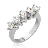 Gümüş Uzun Tırnaklı 5 Taş Kadın Yüzük