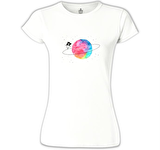 Yörünge Beyaz Bayan Tshirt