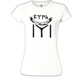 Türk Kayı Boyu Bayrak - Logo Beyaz Bayan Tshirt