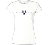 Vikings - Logo Beyaz Bayan Tshirt