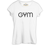 Bodybuilding - GYM with a Bar Beyaz Bayan Tshirt