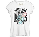 Rock Star - Kedi Beyaz Bayan Tshirt
