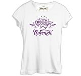 Yoga - Lotus Namaste Beyaz Bayan Tshirt