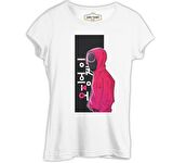 Squid Game - Siyah Maske Beyaz Bayan Tshirt
