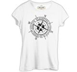 Pusula - Compass North Beyaz Bayan Tshirt
